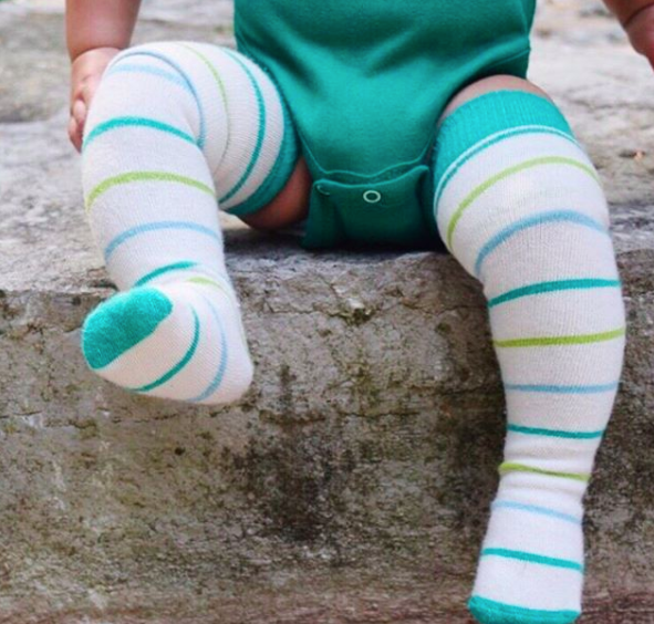 Socklings children’s socks magically grow with your baby and can actually be worn all the way to adulthood. They grow as you grow!